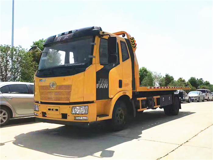 解放J6一拖二平板清障車